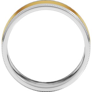 14K Yellow Or White Or Rose Gold Milgrain Inlay Flat Band