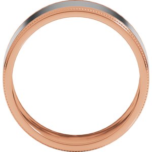 14K Yellow Or White Or Rose Gold Milgrain Inlay Flat Band