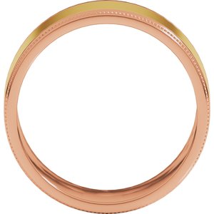 14K Yellow Or White Or Rose Gold Milgrain Inlay Flat Band
