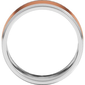 14K Yellow Or White Or Rose Gold Milgrain Inlay Flat Band