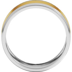 14K Yellow Or White Or Rose Gold Milgrain Inlay Flat Band
