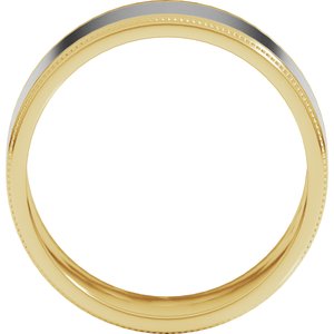 14K Yellow Or White Or Rose Gold Milgrain Inlay Flat Band