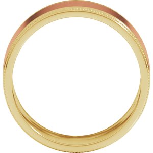 14K Yellow Or White Or Rose Gold Milgrain Inlay Flat Band