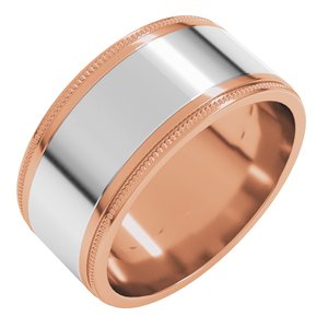 14K Yellow Or White Or Rose Gold Milgrain Inlay Flat Band
