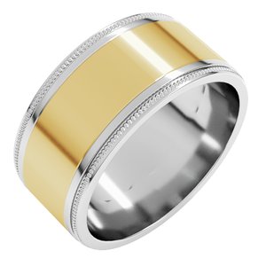14K Yellow Or White Or Rose Gold Milgrain Inlay Flat Band