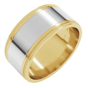 14K Yellow Or White Or Rose Gold Milgrain Inlay Flat Band