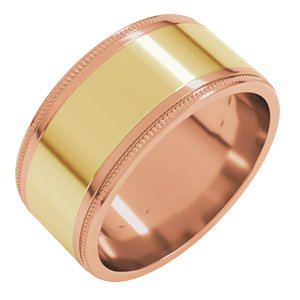 14K Yellow Or White Or Rose Gold Milgrain Inlay Flat Band