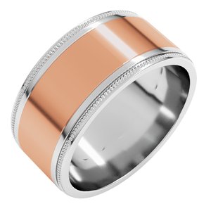 14K Yellow Or White Or Rose Gold Milgrain Inlay Flat Band