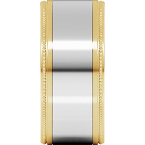 14K Yellow Or White Or Rose Gold Milgrain Inlay Flat Band