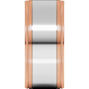 14K Yellow Or White Or Rose Gold Milgrain Inlay Flat Band