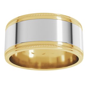 14K Yellow Or White Or Rose Gold Milgrain Inlay Flat Band
