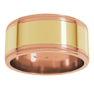 14K Yellow Or White Or Rose Gold Milgrain Inlay Flat Band