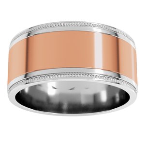 14K Yellow Or White Or Rose Gold Milgrain Inlay Flat Band