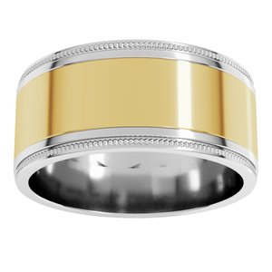 14K Yellow Or White Or Rose Gold Milgrain Inlay Flat Band