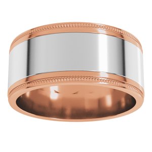 14K Yellow Or White Or Rose Gold Milgrain Inlay Flat Band