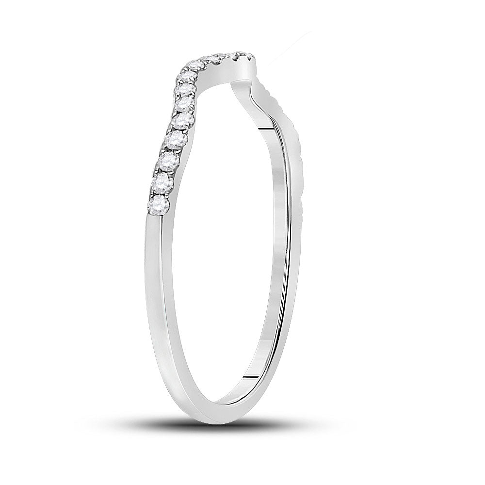 10K White Gold Womens Round Diamond Contoured Stackable Band Ring 1/5 Cttw, Womens Size: 5-10