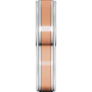 14K Yellow Or White Or Rose Gold Milgrain Inlay Flat Band