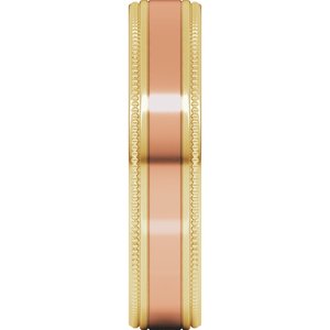 14K Yellow Or White Or Rose Gold Milgrain Inlay Flat Band