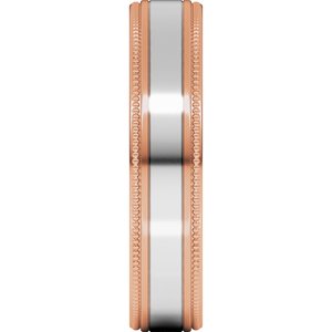 14K Yellow Or White Or Rose Gold Milgrain Inlay Flat Band