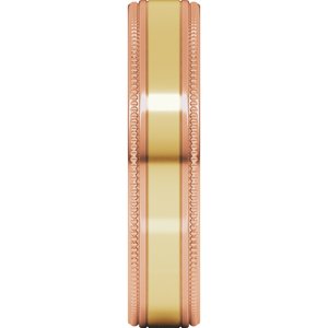 14K Yellow Or White Or Rose Gold Milgrain Inlay Flat Band