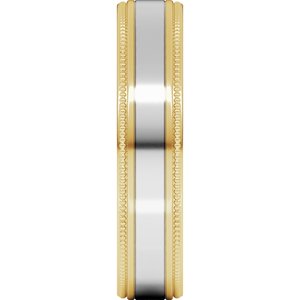 14K Yellow Or White Or Rose Gold Milgrain Inlay Flat Band