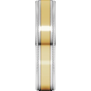 14K Yellow Or White Or Rose Gold Milgrain Inlay Flat Band