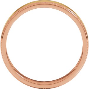 14K Yellow Or White Or Rose Gold Milgrain Inlay Flat Band