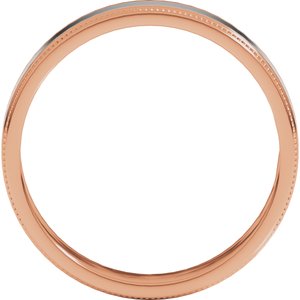 14K Yellow Or White Or Rose Gold Milgrain Inlay Flat Band