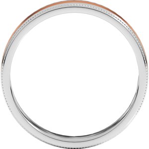 14K Yellow Or White Or Rose Gold Milgrain Inlay Flat Band