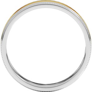 14K Yellow Or White Or Rose Gold Milgrain Inlay Flat Band