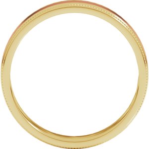14K Yellow Or White Or Rose Gold Milgrain Inlay Flat Band