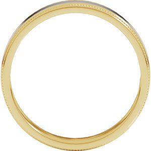 14K Yellow Or White Or Rose Gold Milgrain Inlay Flat Band