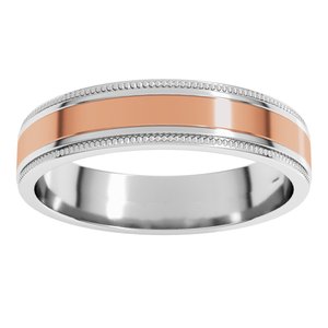 14K Yellow Or White Or Rose Gold Milgrain Inlay Flat Band