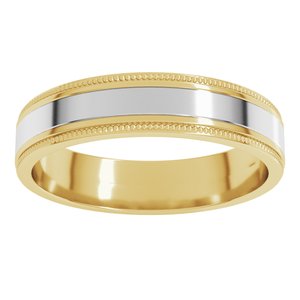 14K Yellow Or White Or Rose Gold Milgrain Inlay Flat Band