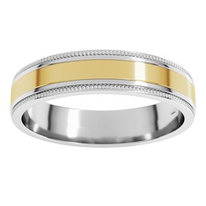 14K Yellow Or White Or Rose Gold Milgrain Inlay Flat Band