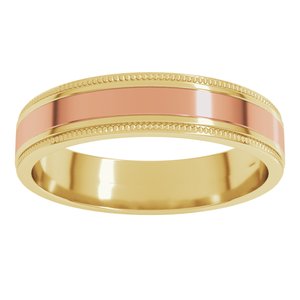 14K Yellow Or White Or Rose Gold Milgrain Inlay Flat Band