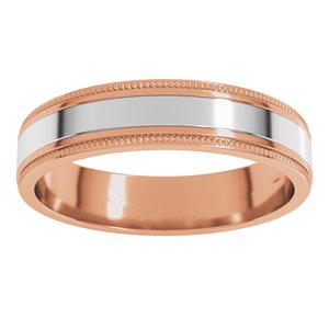 14K Yellow Or White Or Rose Gold Milgrain Inlay Flat Band