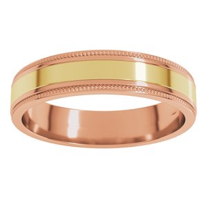 14K Yellow Or White Or Rose Gold Milgrain Inlay Flat Band