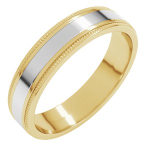 14K Yellow Or White Or Rose Gold Milgrain Inlay Flat Band