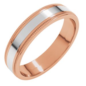 14K Yellow Or White Or Rose Gold Milgrain Inlay Flat Band
