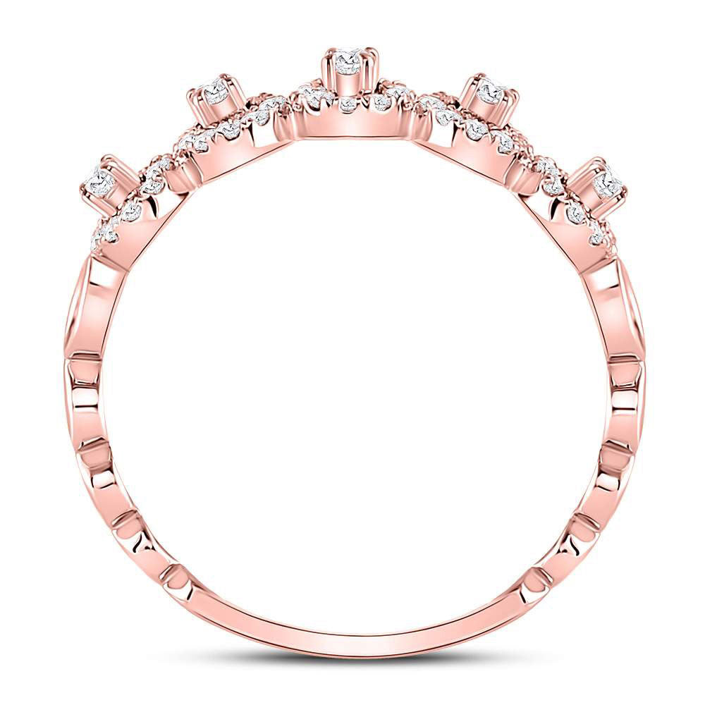 10K Rose Gold Womens Round Diamond Halo Stackable Band Ring 1/3 Cttw, Womens Size: 5-10