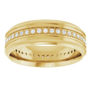 14K Yellow Gold Round 1.2 Mm G-H Si2-Si3 1/4 Ctw Natural Diamond Accented Grooved Band Size 10