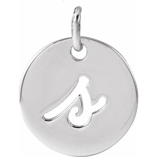 14K White Gold 9.94 X 9.95 Mm Polished Script Initial S Pendant