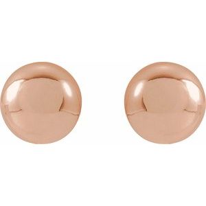 14K Rose Gold 8 Mm Pair Friction Backs Polished Ball Earrings
