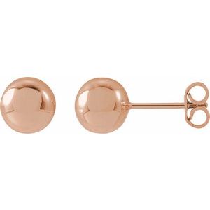 14K Rose Gold 7 Mm Pair Friction Backs Polished Ball Earrings