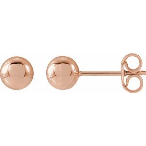 14K Rose Gold 5 Mm Pair Friction Backs Polished Ball Earrings