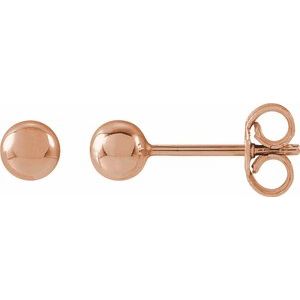 14K Rose Gold 4 Mm Pair Friction Backs Polished Ball Earrings