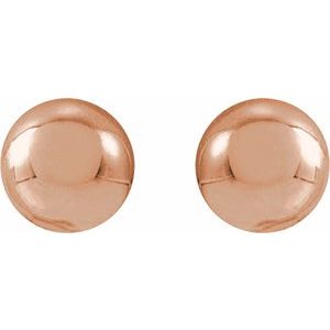14K Rose Gold 3 Mm Pair Friction Backs Polished Ball Earrings