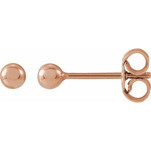 14K Rose Gold 3 Mm Pair Friction Backs Polished Ball Earrings