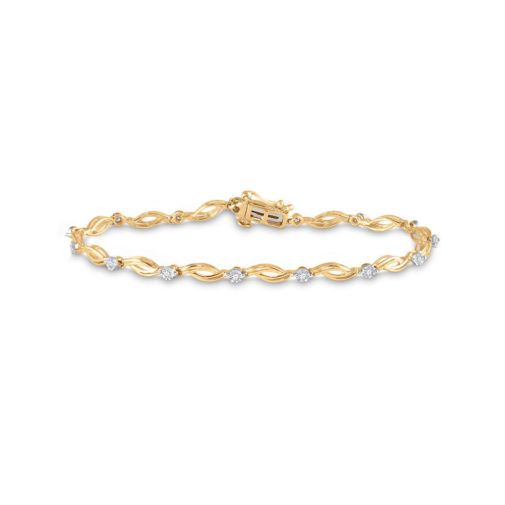 10K Yellow Or White Gold  Womens Round Diamond Fashion Bracelet 1/4 Cttw